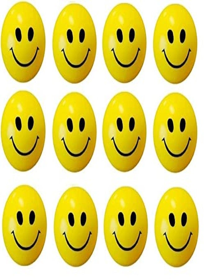 FLYmart Smiley Face Squeeze Stress Relief Ball | Soft Ball Stress Relieve Squeeze Balls Yellow |Toy for Kids and Adults for Stress Relief and Playing - 7 cm Each (12 Stress Smiley Ball) - Image 1